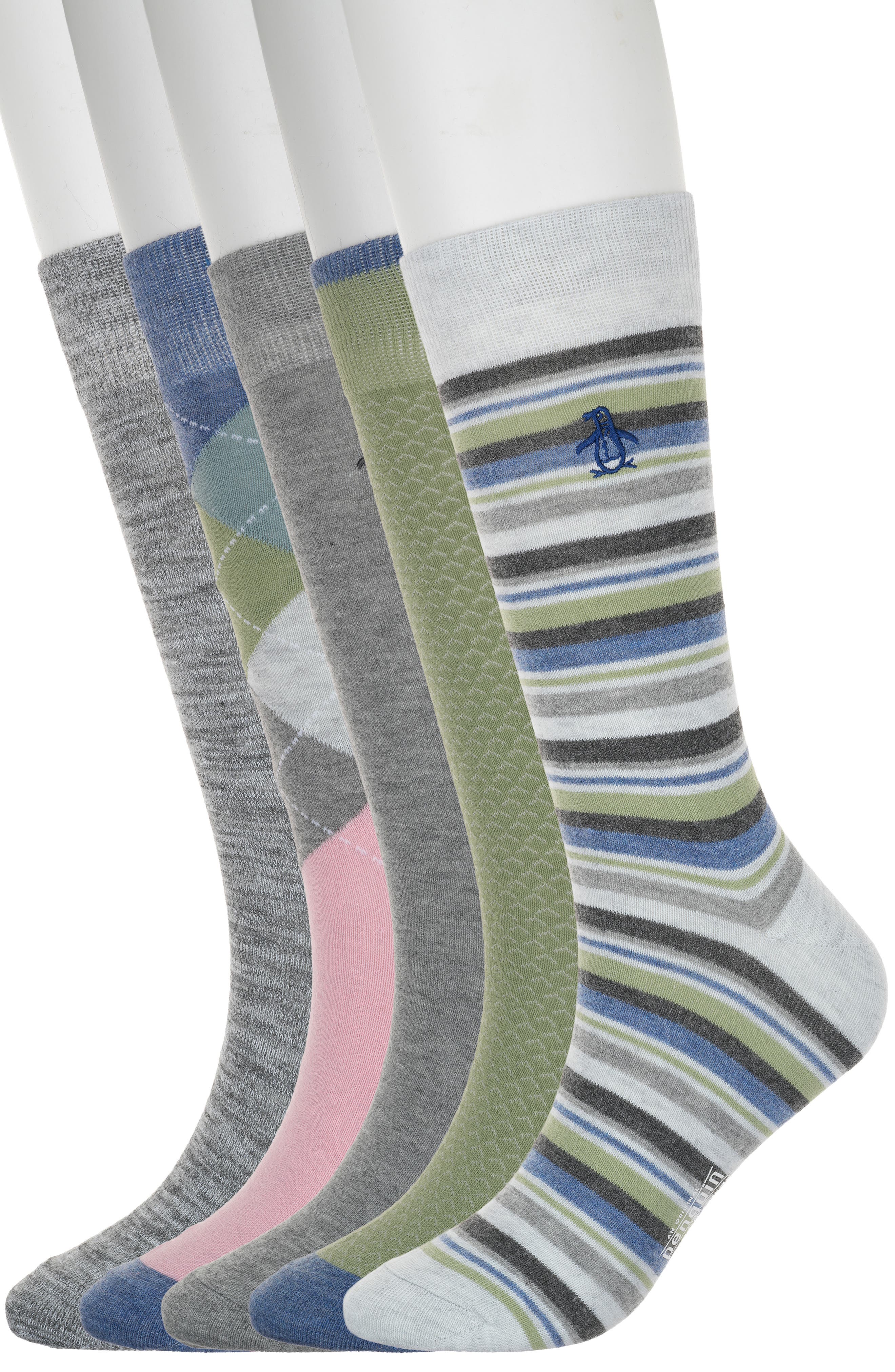 Original Penguin Wrigley Stripe Assorted 3-Pack Crew Socks