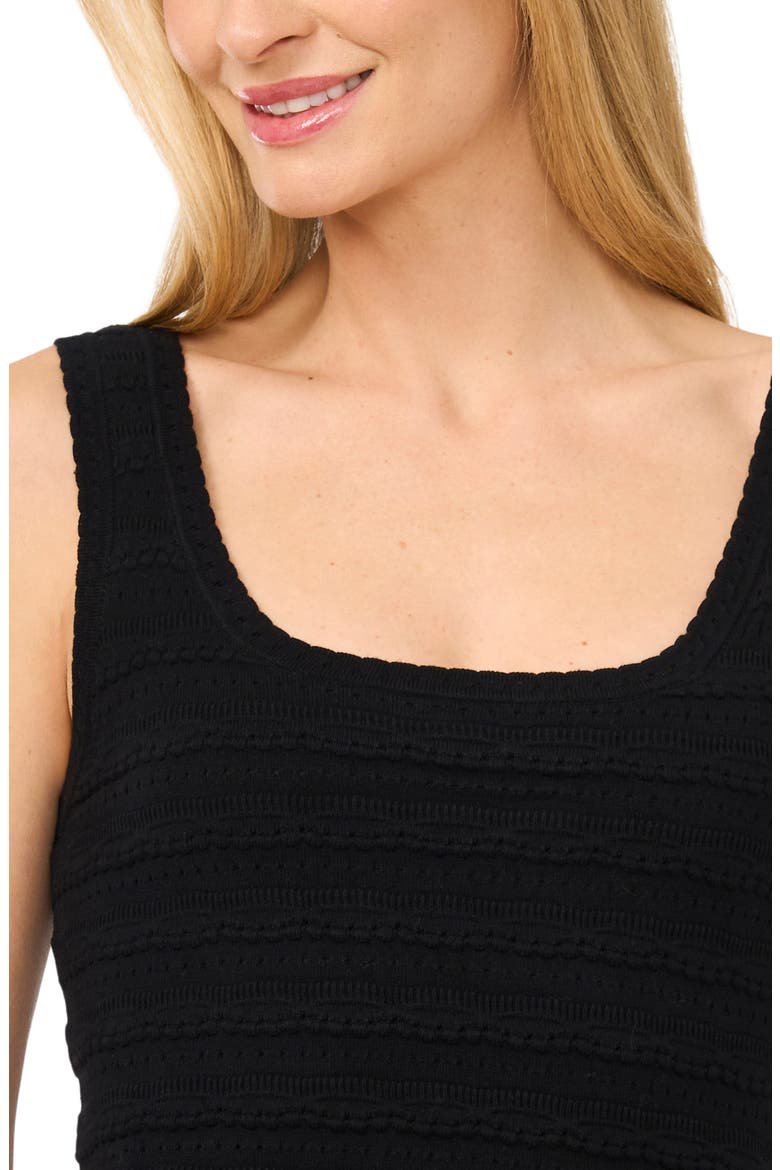 Square Neck Pointelle Minidress, Alternate, color, RICH BLACK