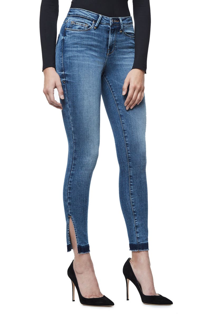 Good American Good Legs High Rise Split Hem Crop Skinny Jeans, Alternate, color, 