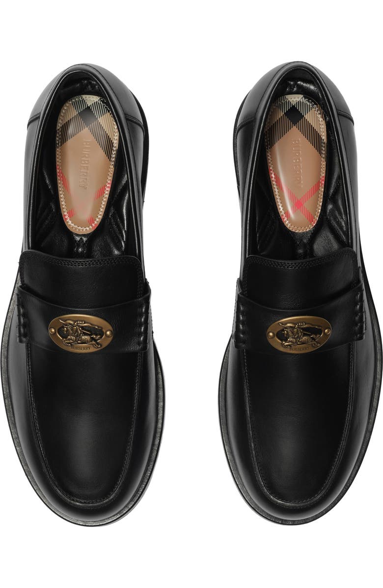Burberry Leather Pembroke Loafers, Alternate, color, Black