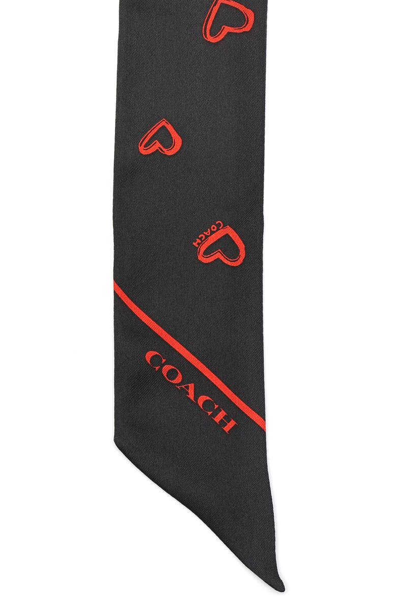 COACH Hearts Skinny Silk Scarf, Alternate, color, 