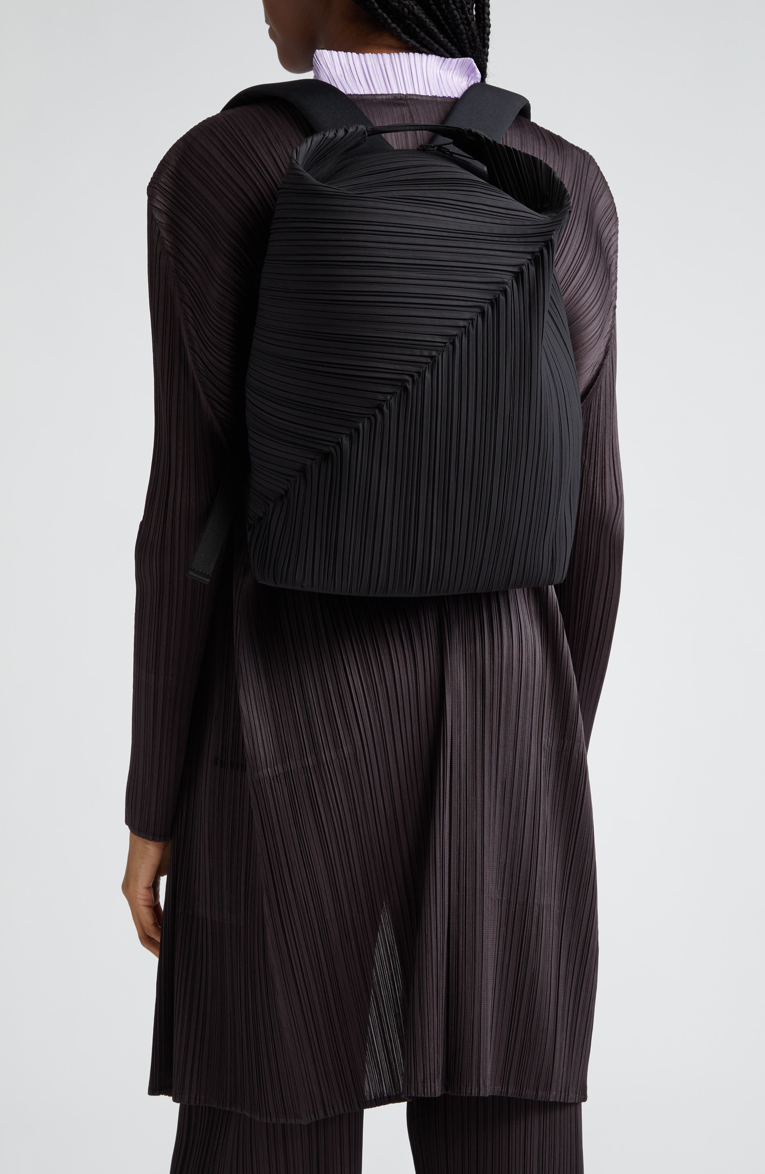 Pleats Please Issey Miyake Diagonal Pleats Backpack, Alternate, color, 