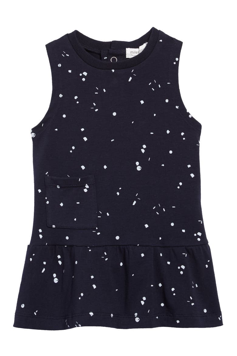 Print Sleeveless Dress, Main, color, NAVY