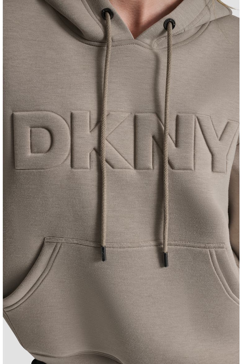 Embossed Logo Scuba Knit Hoodie, Alternate, color, TAN HEATHER