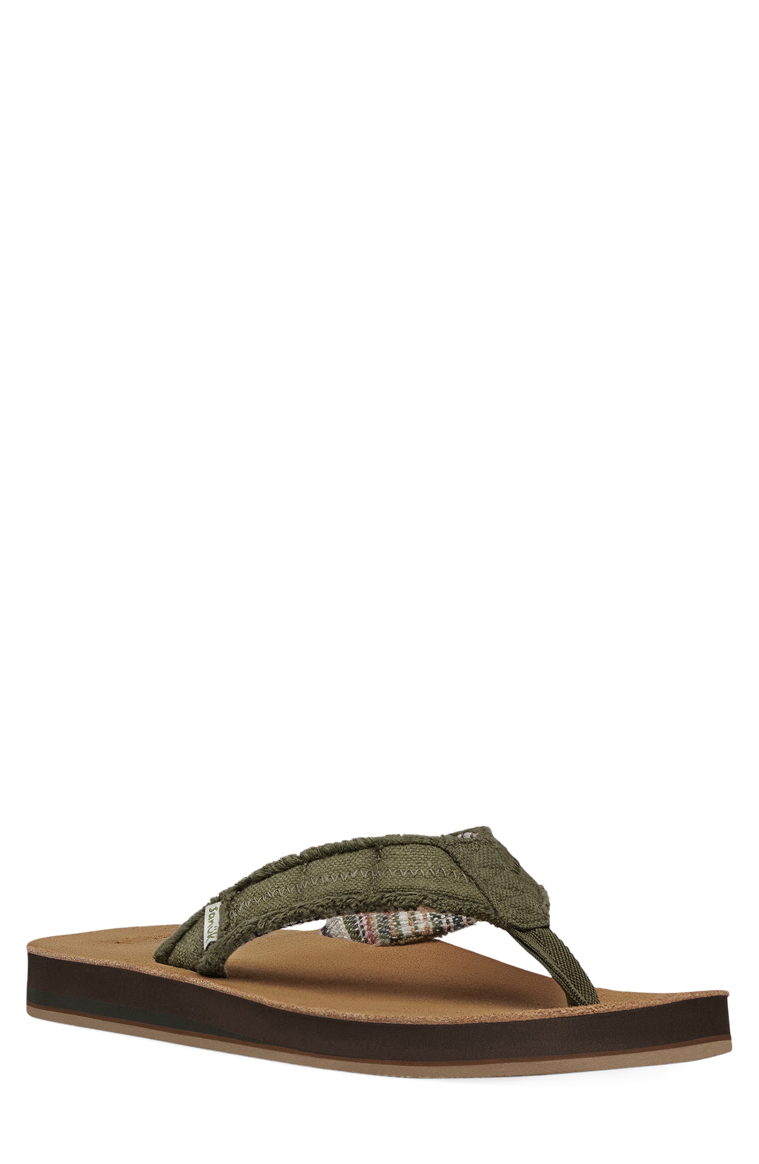 Fraid Not Flip Flop, Main, color, DARK OLIVE