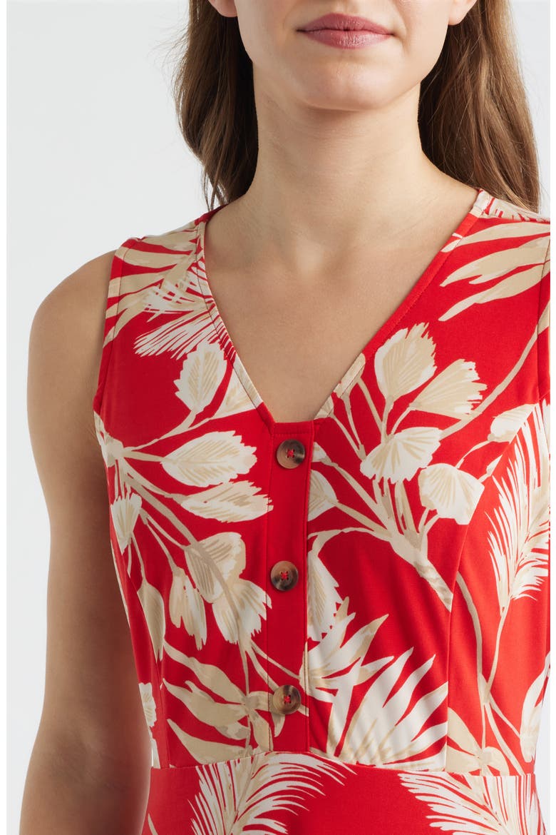 Floral Sleeveless A-Line Dress, Alternate, color, BEGONIA RED MULTI
