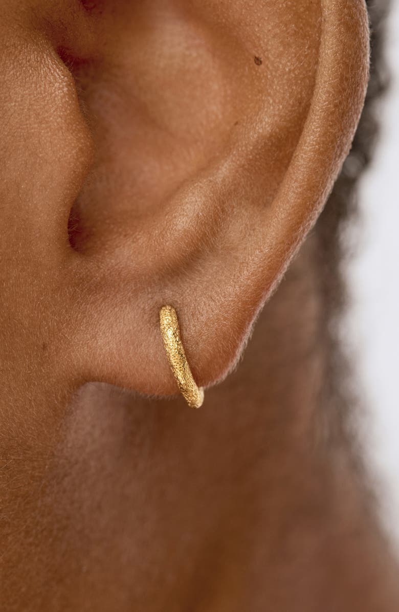 Monica Vinader Antica Textured Mini Huggie Hoop Earrings, Alternate, color, Gold Vermeil