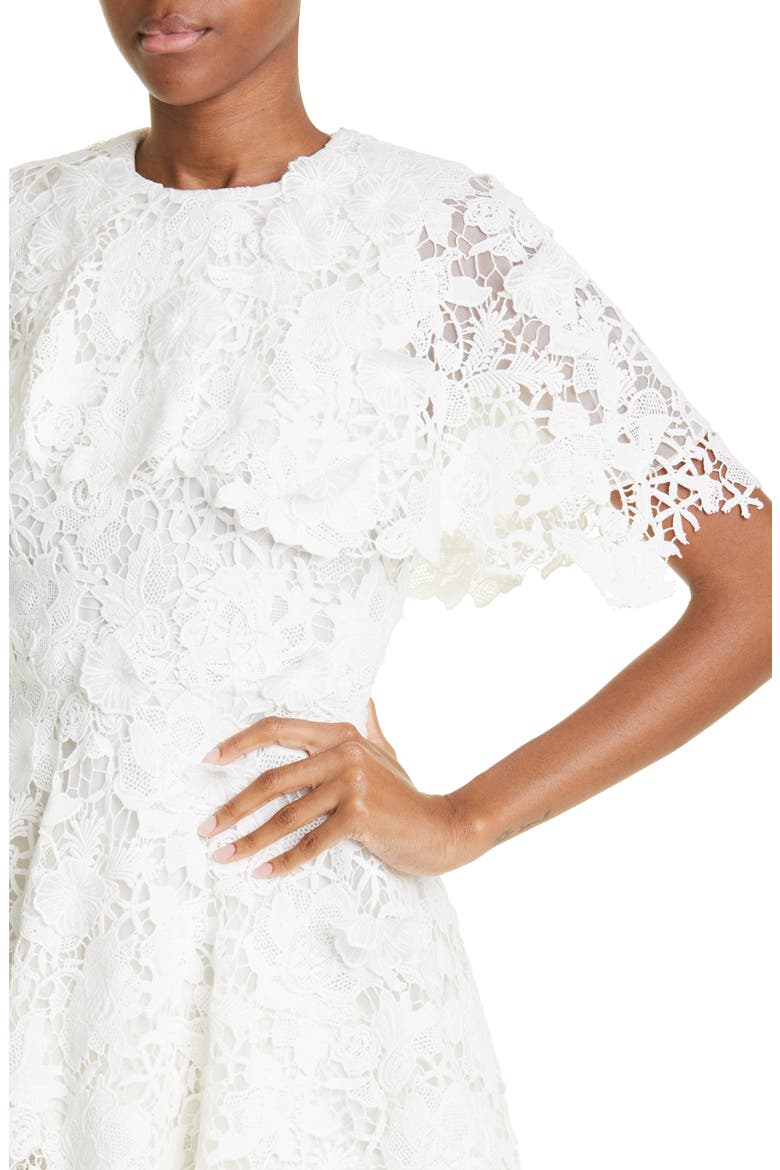 Floral Guipure Lace Cape Overlay Minidress, Alternate, color, CHALK