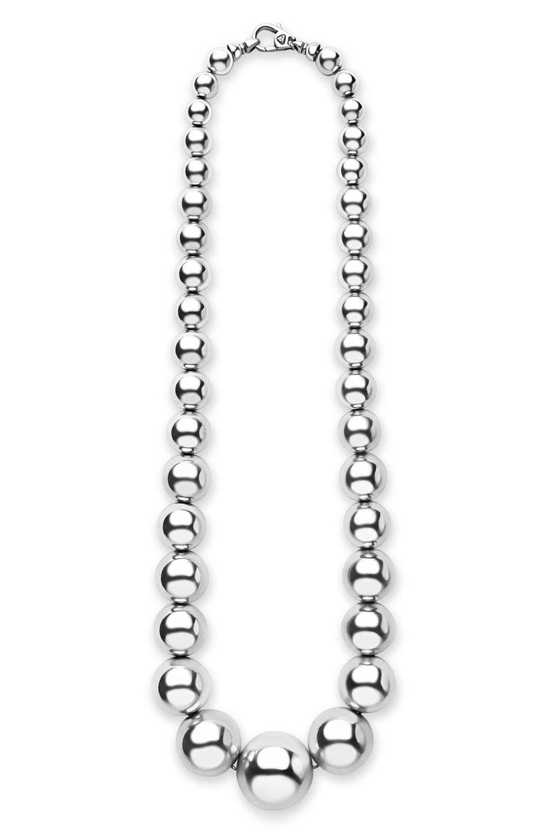 Caviar Bubbly Graduated Bead Necklace, Alternate, color, STERLING SILVER