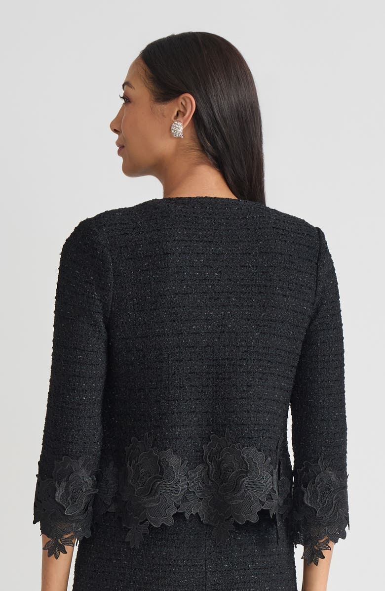 Misook Heritage Floral Lace Applique Knit Jacket, Alternate, color, Black