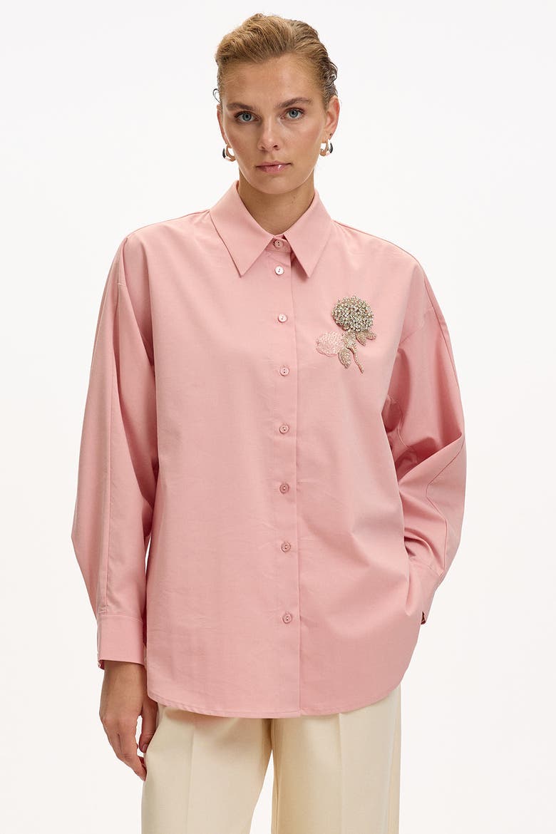 Jaelyn Embellished Long Sleeve Shirt, Main, color, LIGHT PINK