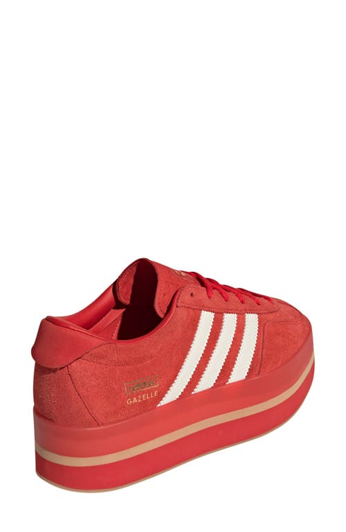 Shop Adidas Originals Adidas Gazelle Stack Platform Sneaker In Red/cream White/gold Met.