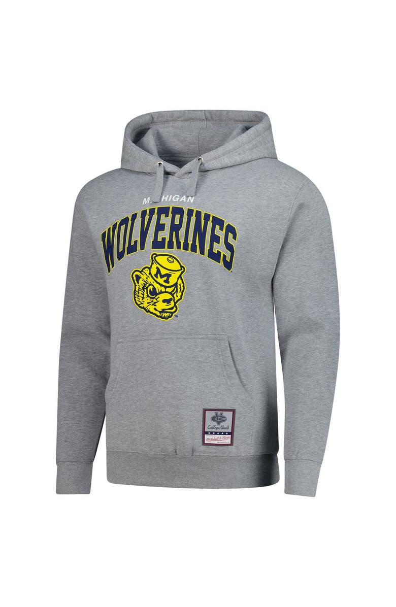 Mitchell & Ness Men's Mitchell & Ness  Heather Gray Michigan Wolverines Classic Arch Pullover Hoodie, Alternate, color, Heather Gray