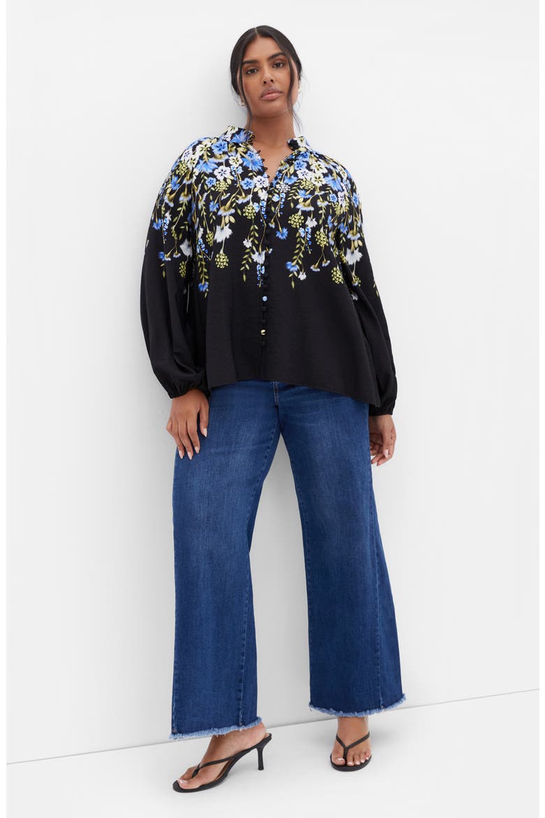 Kayla Floral Print Shirt, Alternate, color, BLUE FLORAL