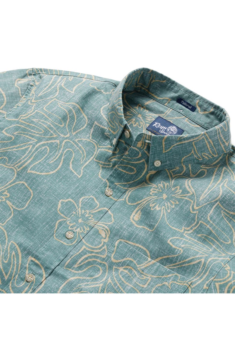 Reyn Spooner Monstera Ink Tailored Fit Short Sleeve Button-Down Shirt, Alternate, color,