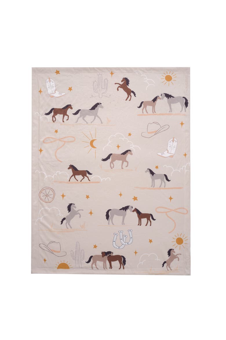 Country Western Cowboy/Cowgirl Soft Warm Fleece Baby Blanket, Alternate, color, Beige