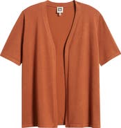 AK ANNE KLEIN Newport Open Front Elbow Sleeve Cardigan
