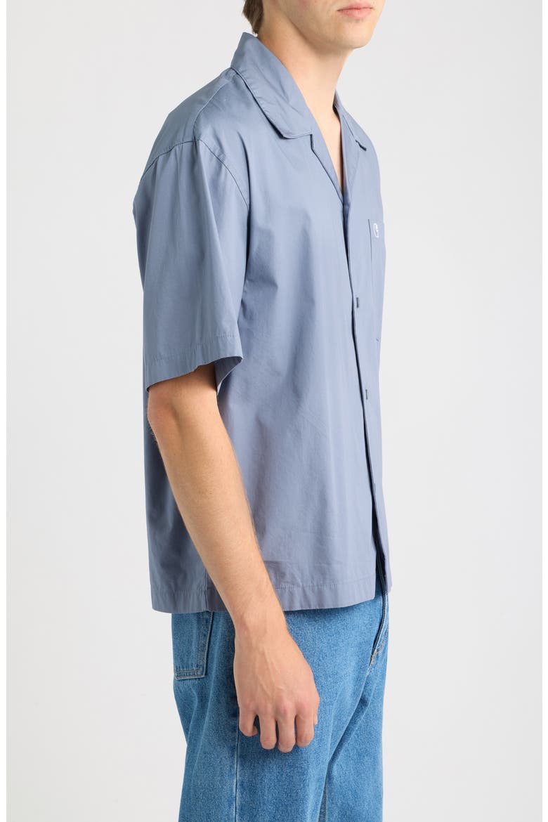 Kendry Cotton Poplin Camp Shirt, Alternate, color, SHADY BLUE / WHITE