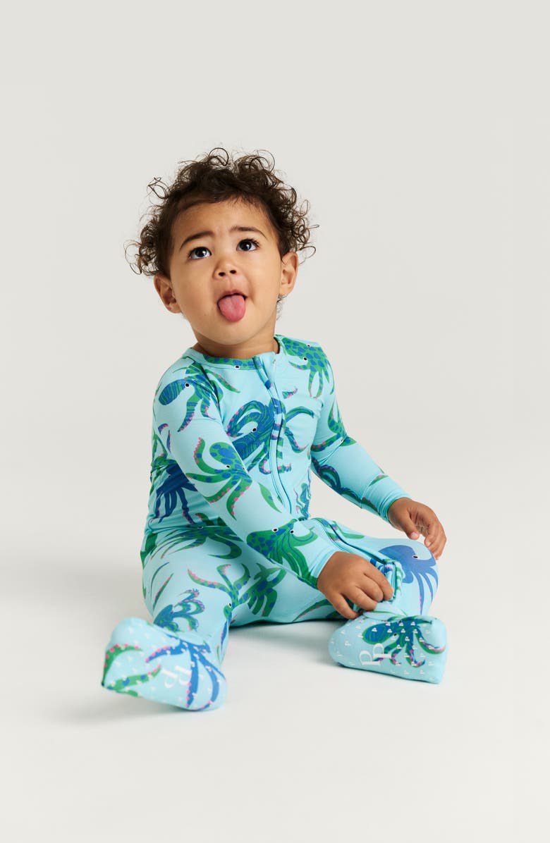 Posh Peanut Fitted Convertible One-Piece Pajamas, Alternate, color, Blue