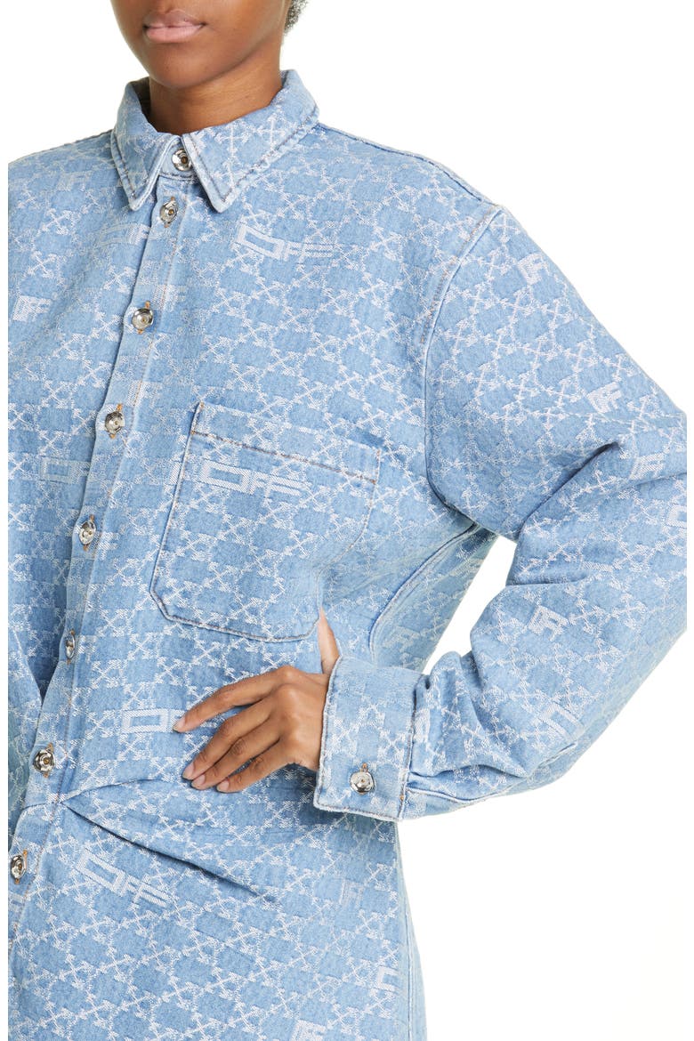 Monogram Twist Long Sleeve Denim Minidress, Alternate, color, LIGHT BLUE