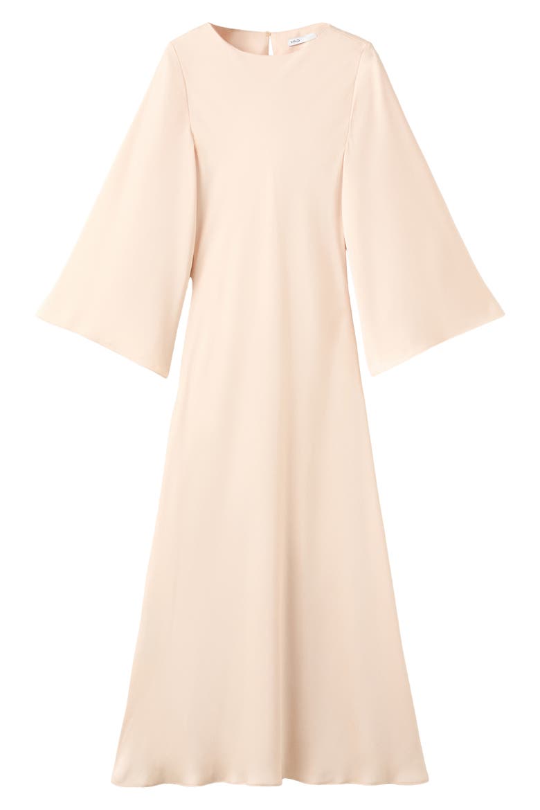 Long Sleeve Flare Satin Maxi Dress, Alternate, color, PALE PINK