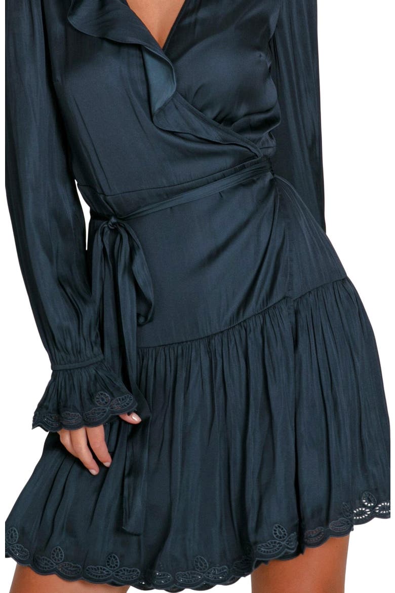 Wild Flower Embroidered Wrap Dress, Alternate, color, Navy