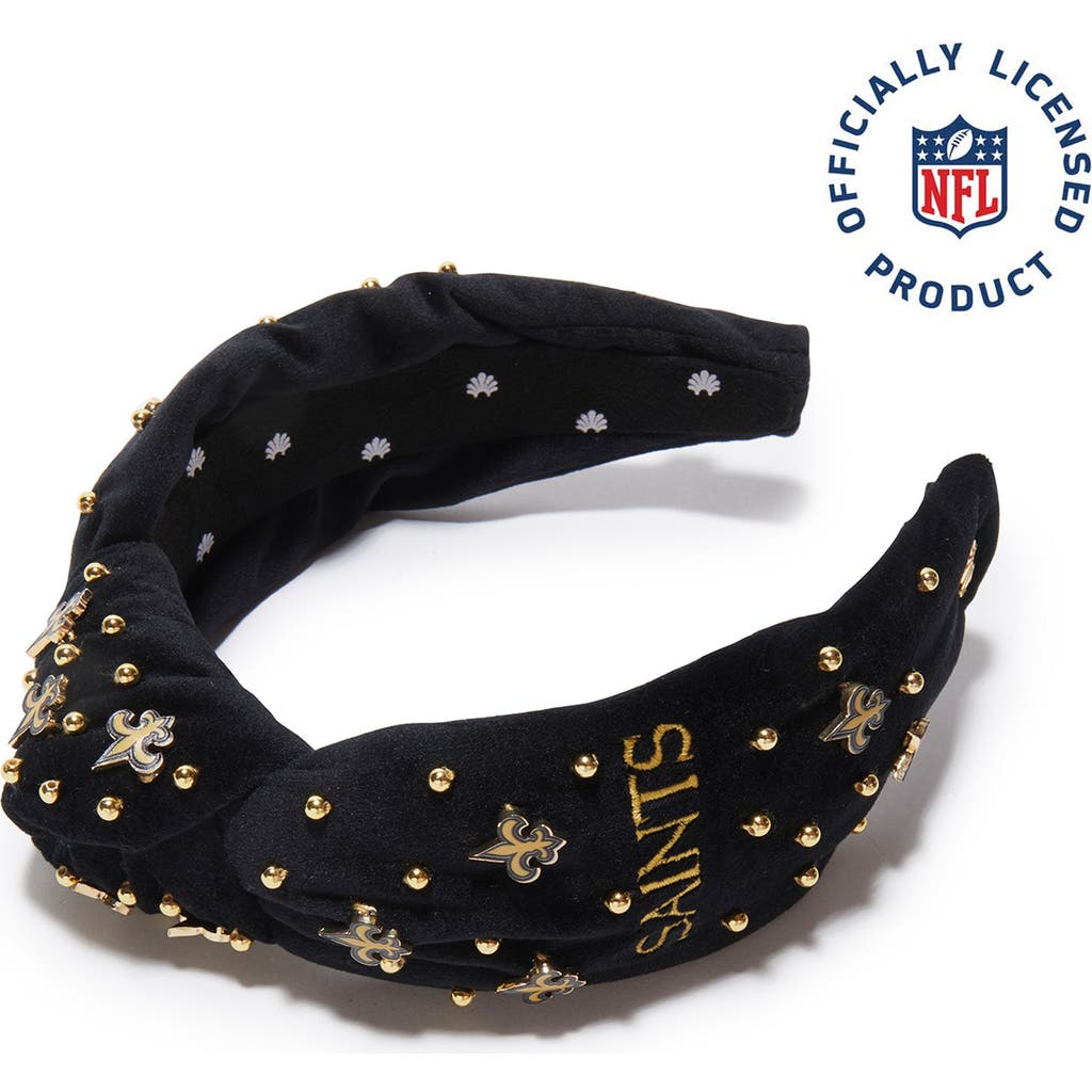 Lele Sadoughi New Orleans Saints Embellished Knotted Headband In Black
