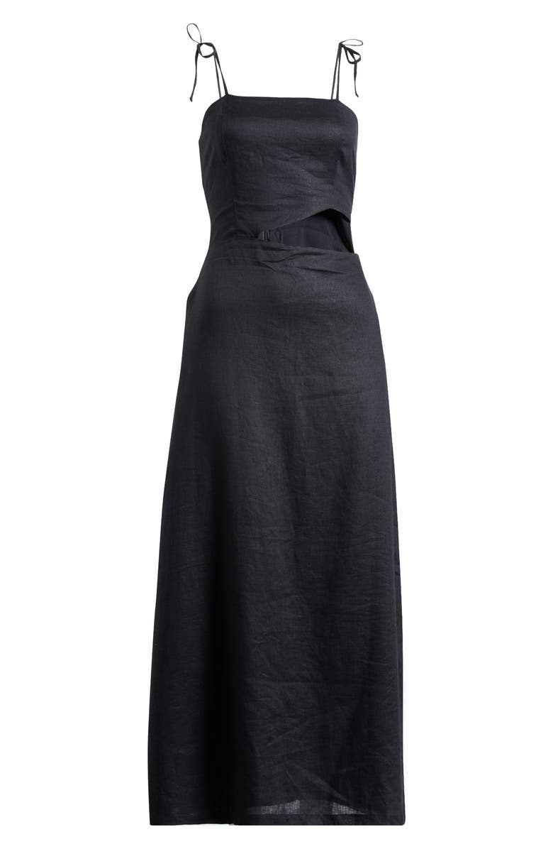 BOAMAR Harper Cutout Linen Blend Cover-Up Dress, Alternate, color, Black