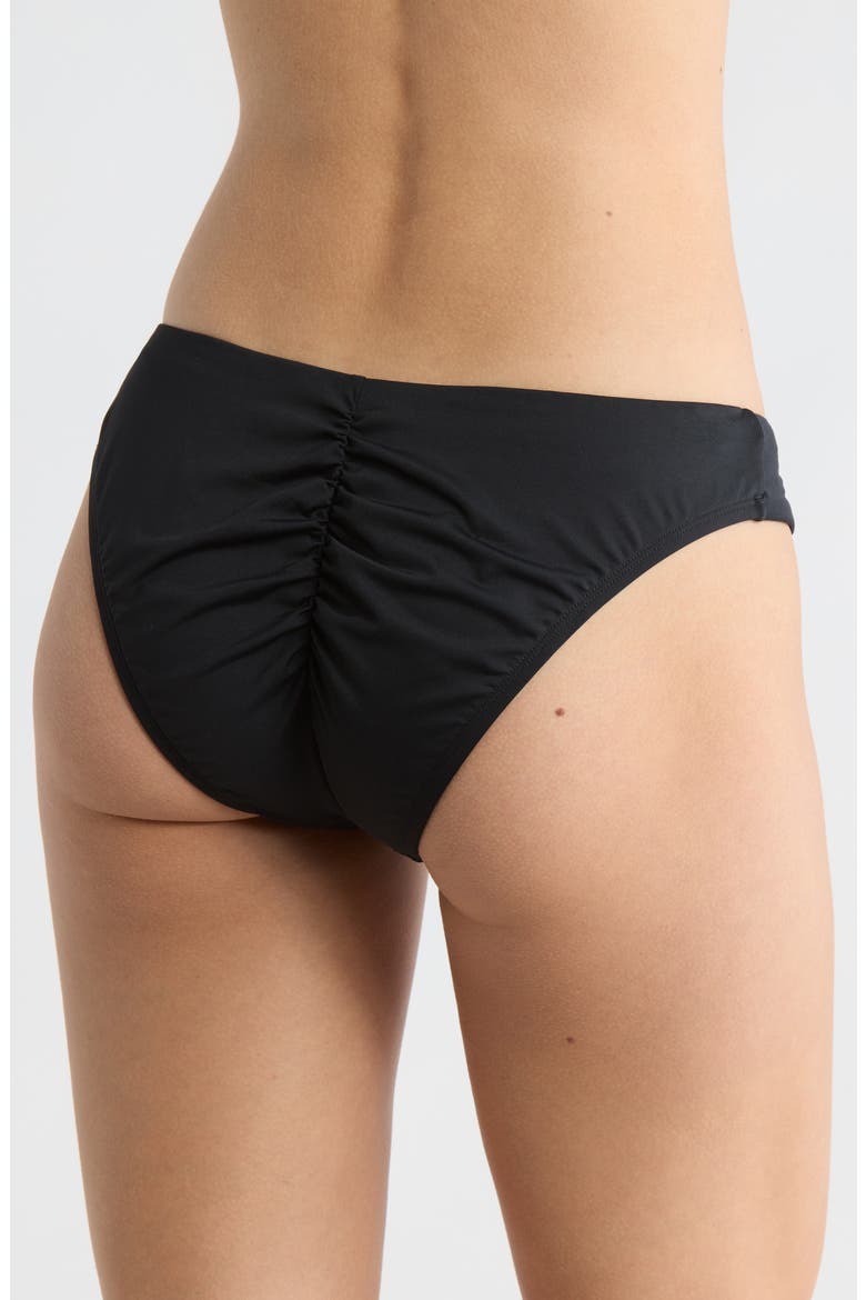 Island Goddess Ruched Bikini Bottoms, Alternate, color, BLACK