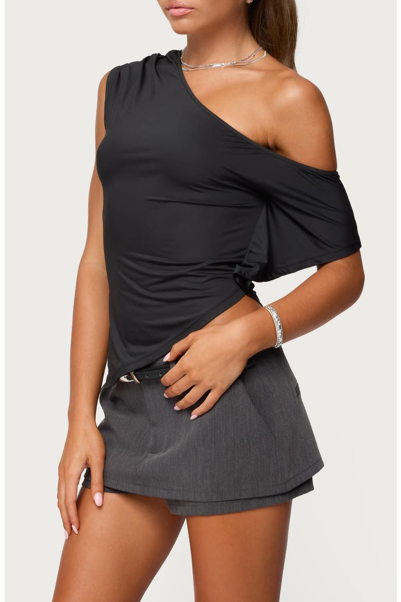Katana One-Shoulder Top, Alternate, color, BLACK