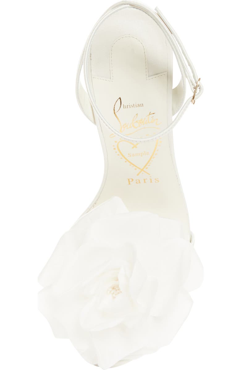 Christian Louboutin Miss Z Flora Ankle Strap Sandal, Alternate, color, Bianco/ Ivoire/ Lin Snow