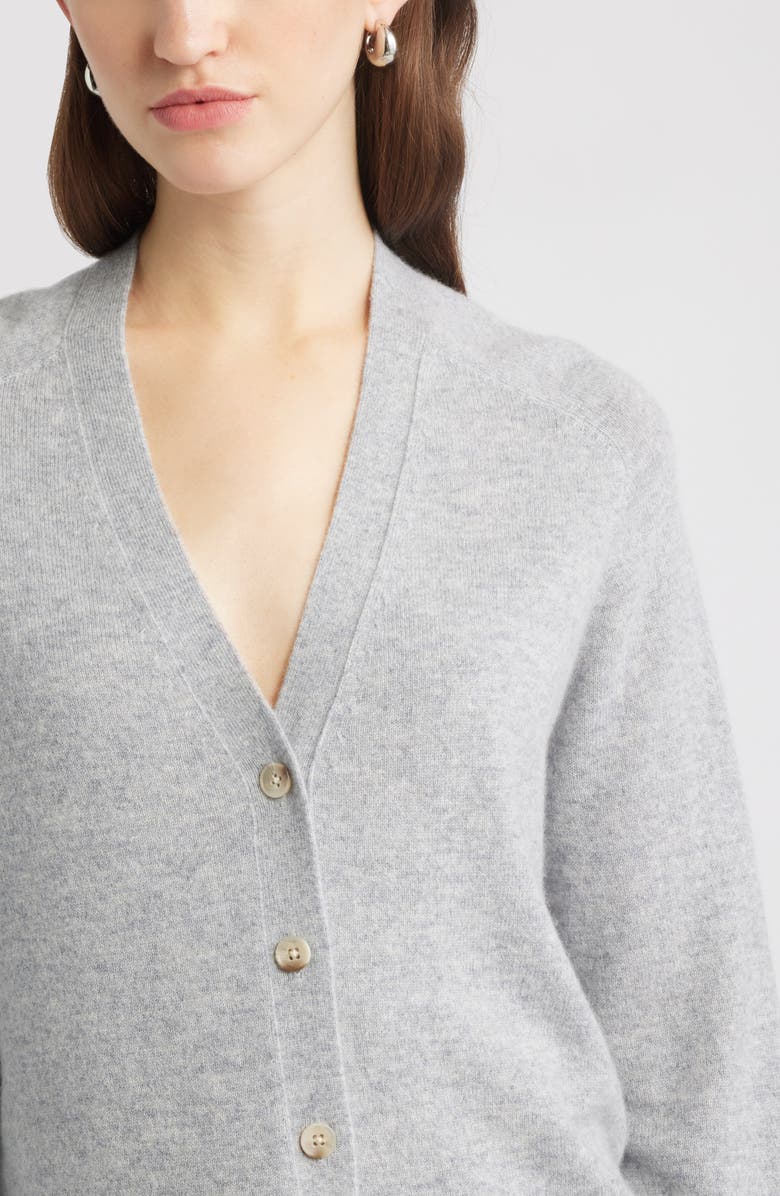 Nordstrom Cashmere V-Neck Cardigan, Alternate, color, Grey Silk Heather