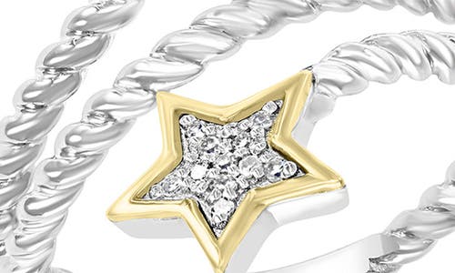 Effy Sterling Silver Moon & Star Bypass Ring In Silver