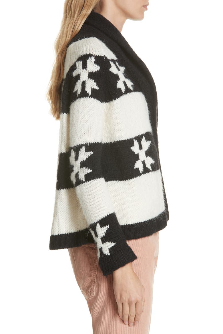 Starflower Cardigan, Alternate, color, CREAM AND BLACK