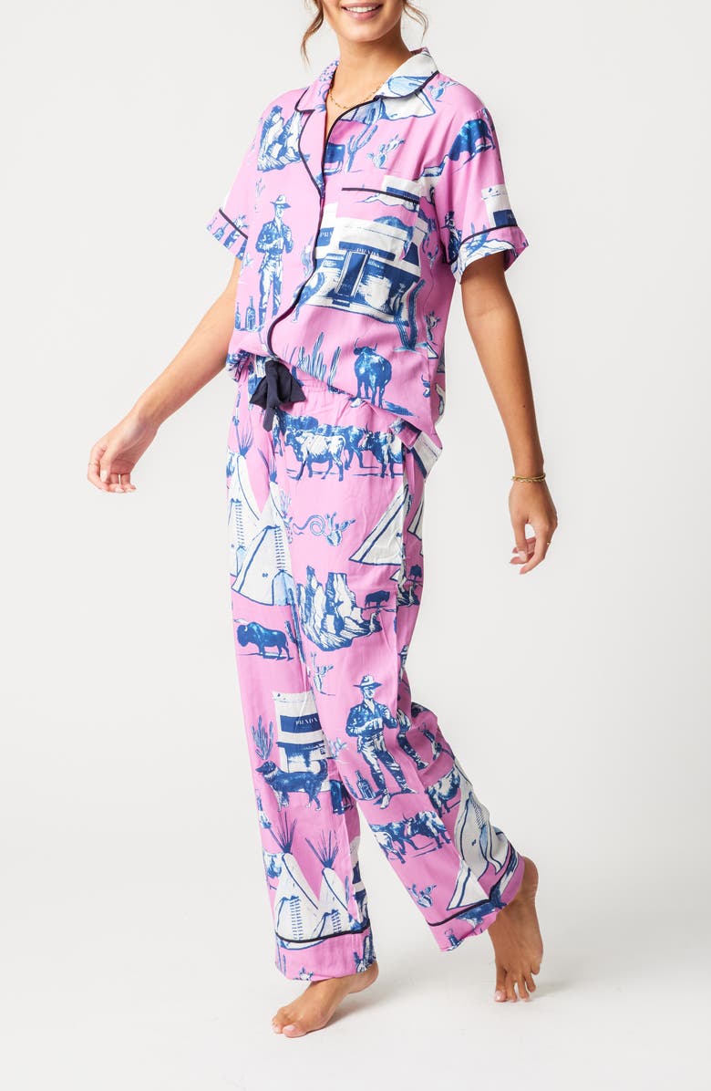Katie Kime Marfa Toile Cotton Blend Pajamas, Main, color, Pink