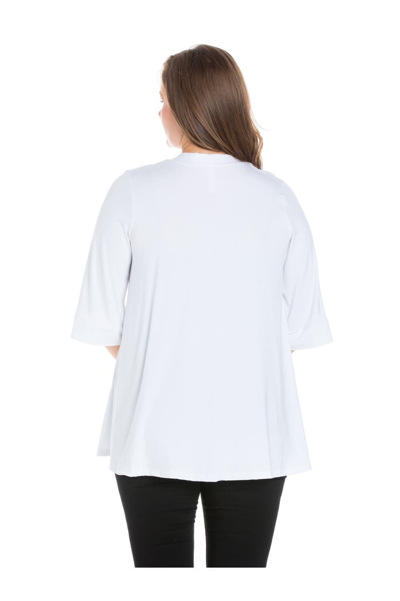 Plus Size Elbow Length Sleeve Open Front Cardigan, Alternate, color, White