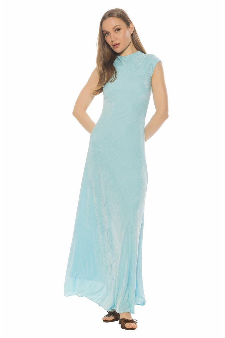 Nalani Mock Neck Maxi Dress, Alternate, color, HALOGEN BLUE