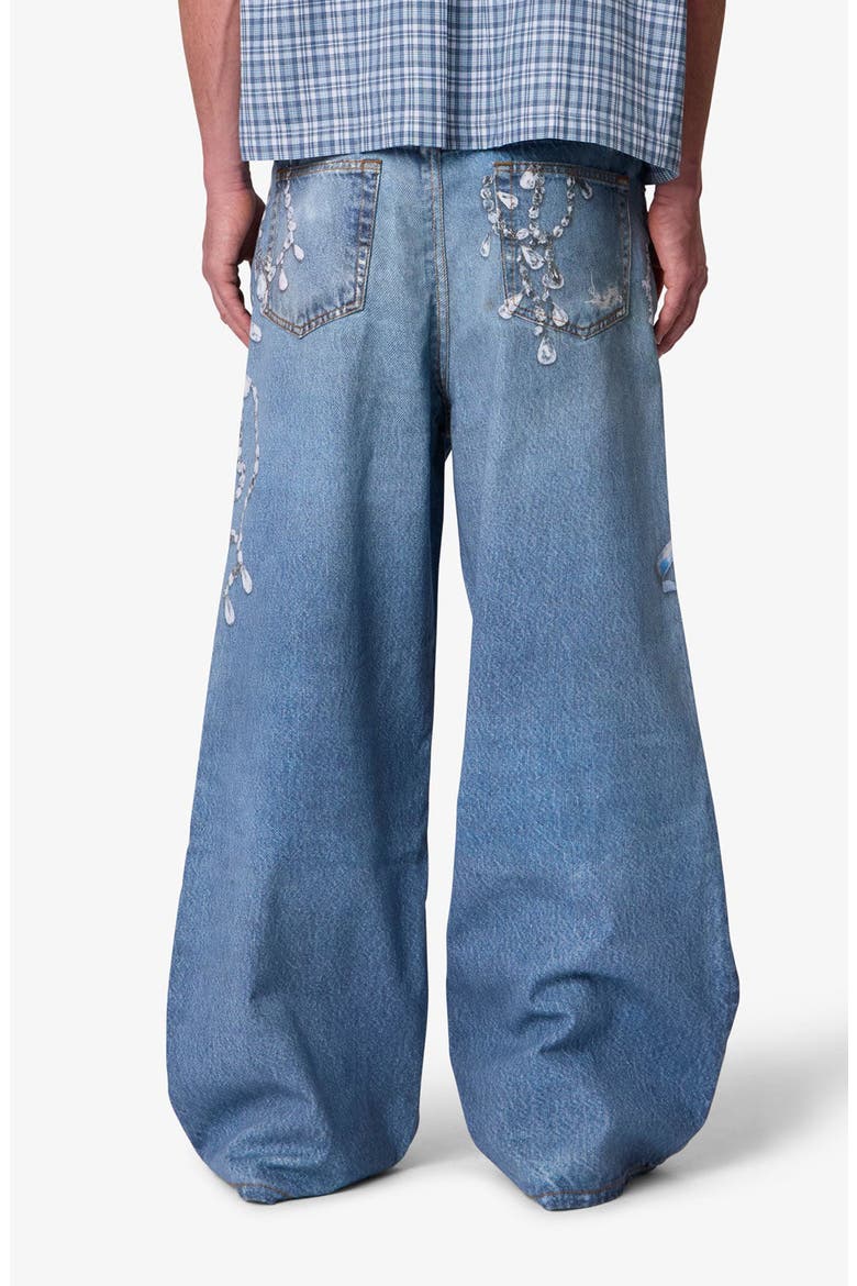 Rave Chain Printed Relaxed Wide Leg Jeans, Alternate, color, VINTAGE BLUE