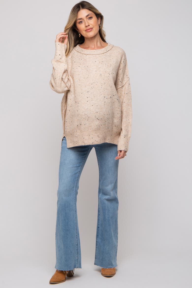 Speckled Knit Sweater, Alternate, color, Beige
