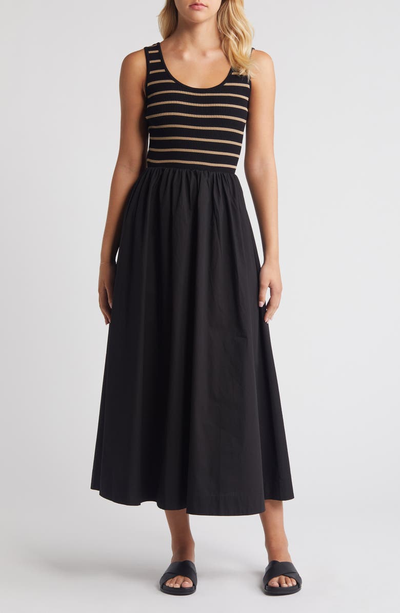 MOON RIVER Ribbed Bodice Maxi Sundress, Main, color,