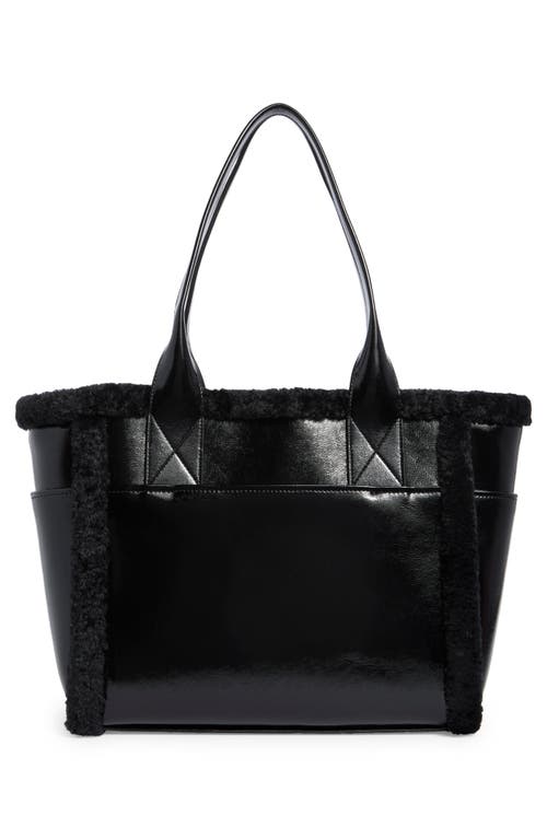 Kate Spade New York Jett Faux Shearling Trim Tote Bag In Black