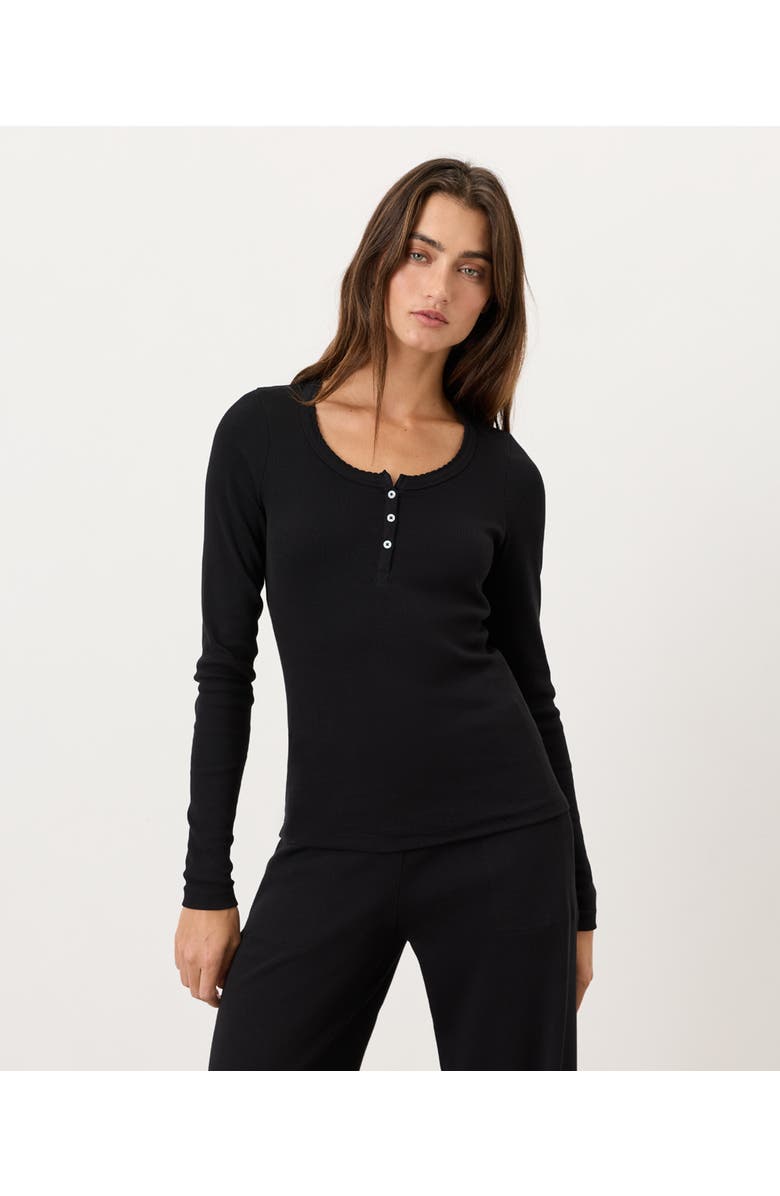 Pact Dream Rib Slim Henley Made With Organic Cotton, Main, color, Black