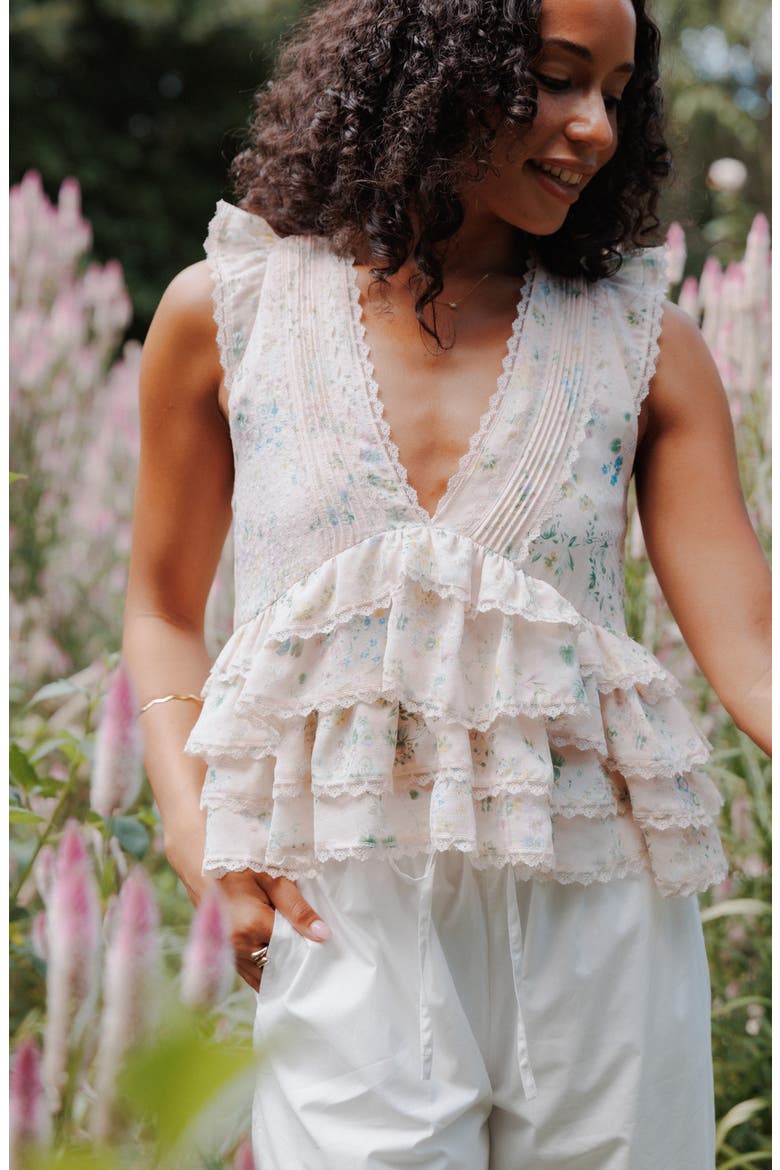 Yana Ruffle Top, Alternate, color, PASTEL PINK FLORAL