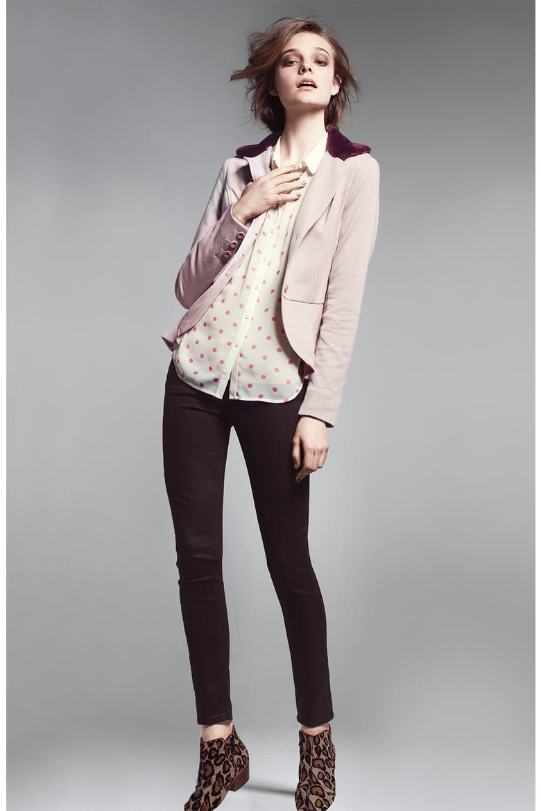 Hinge® Print Chiffon Shirt, Alternate, color, DOT PRINT