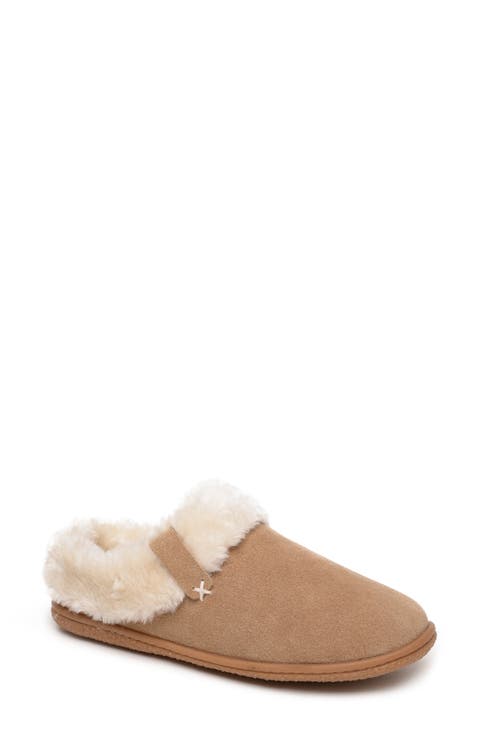 Camp Collar Faux Fur Scuff Slipper (Women)