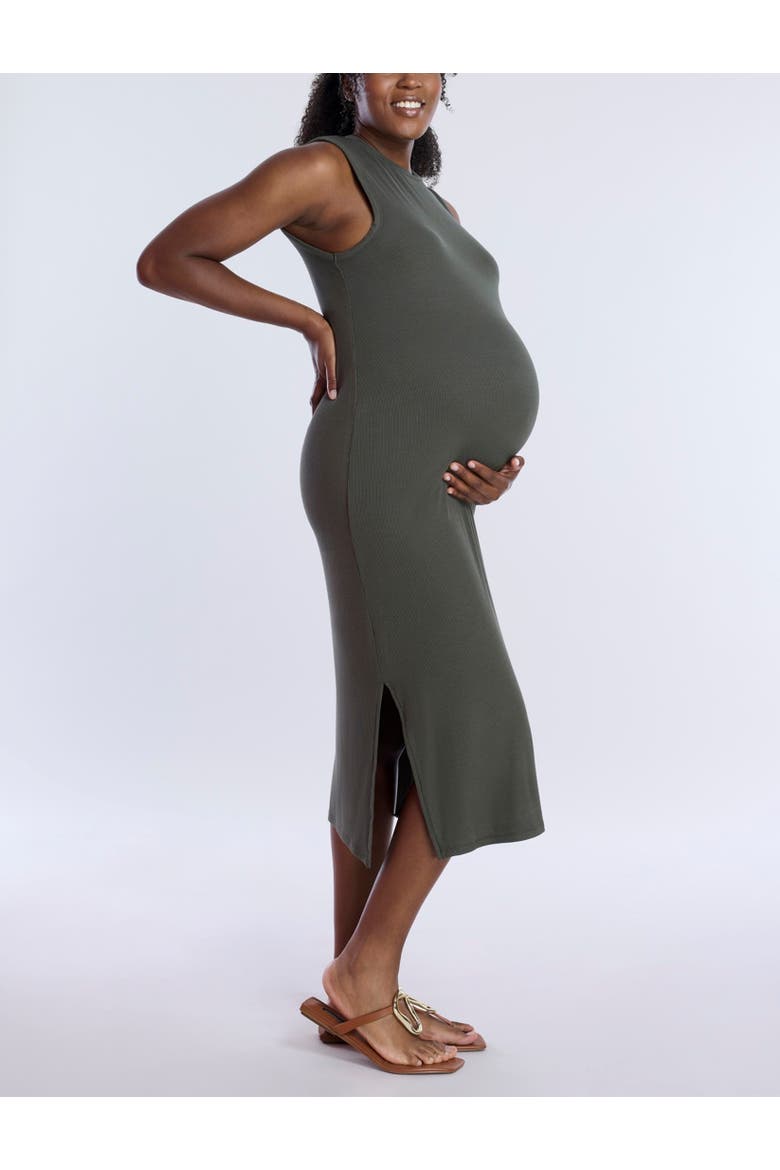 Crew Neck Rib Knit Sleeveless Midi Dress, Alternate, color, Deep Depths