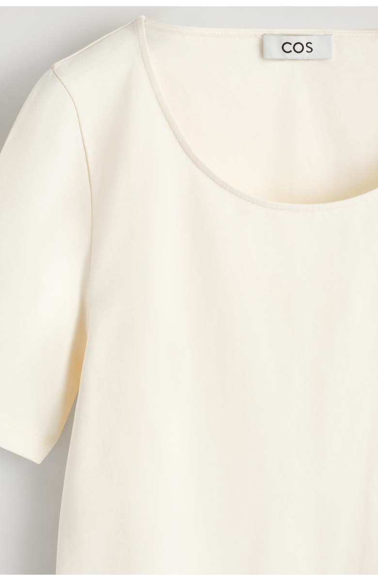 COS Slim Scoop-Neck Cotton T-Shirt, Alternate, color, Ivory
