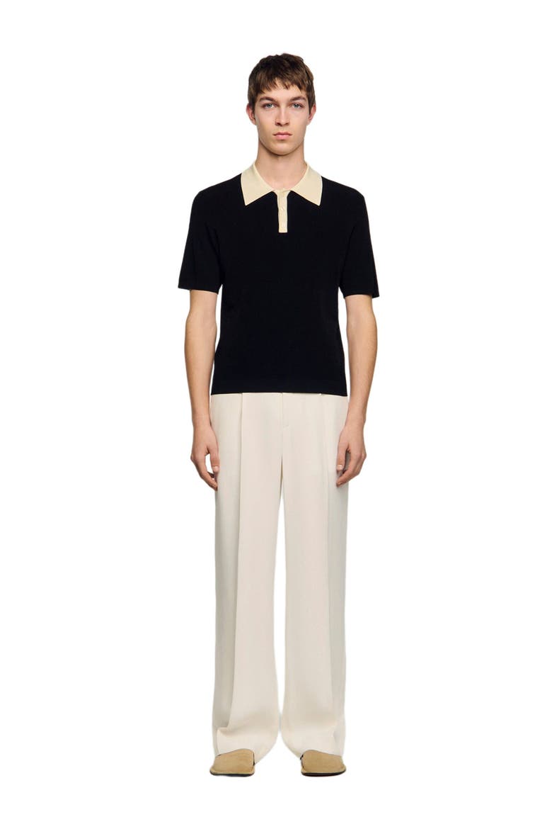 Two-tone polo shirt, Alternate, color, Black