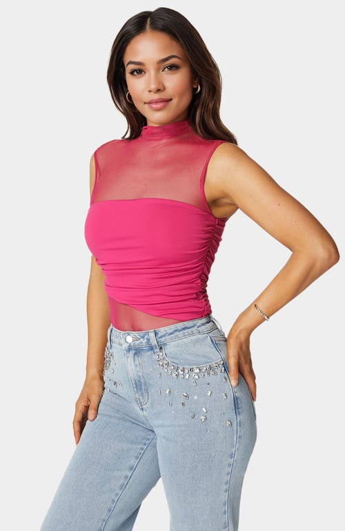 Bebe Draped Knit Bodysuit In Pink
