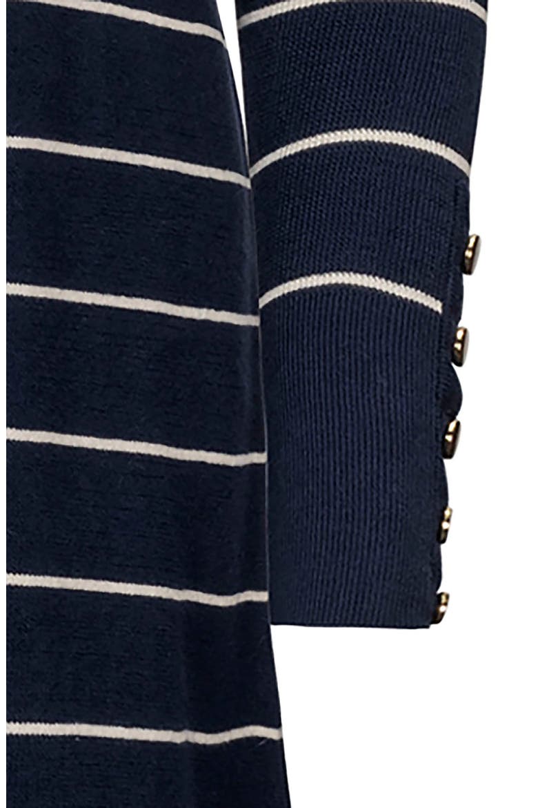 Organic Long Sleeve Collared Sweater Dress, Alternate, color, Navy Breton Stripe